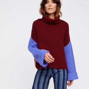 Free People Color Block Sweater